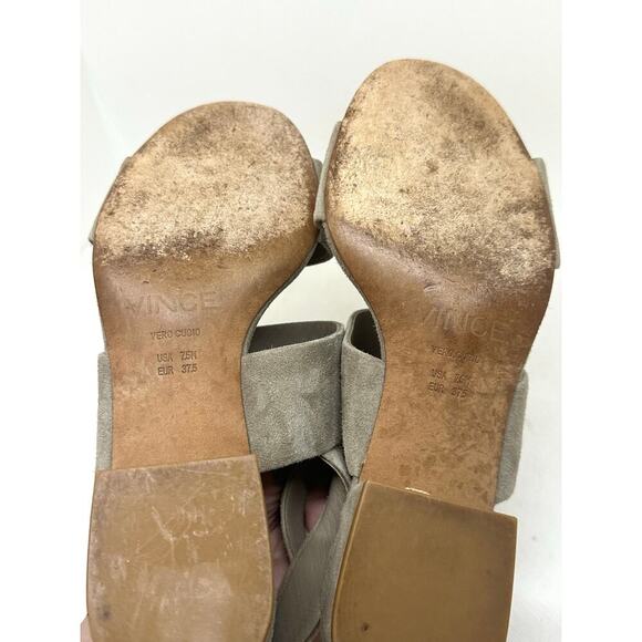 VINCE Suede Taye Two-Strap Block Chunky Heel Sandal in Woodsmoke - Sz 7.5 - Picture 7 of 8